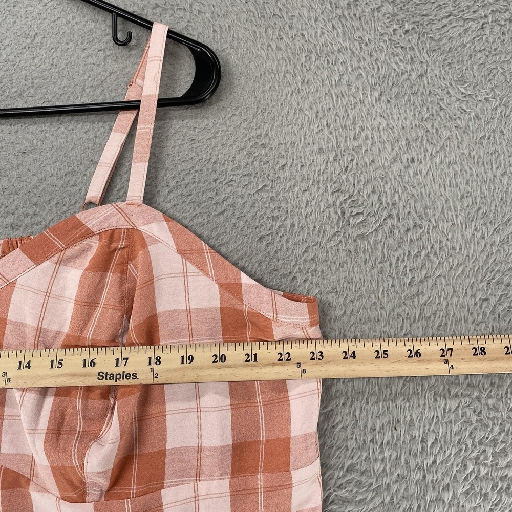 Torrid Crop Top Womens 3/3X Pink Plaid Smocked Back Plus Summer Gingham Tanktop - Picture 5 of 12